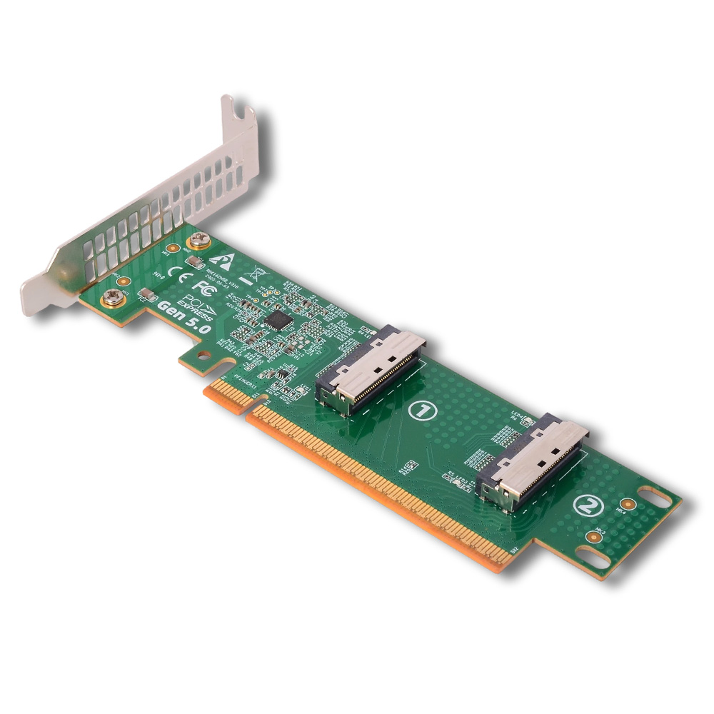 PCI-e 5.0 X16 To Dual MCIO 8i  - Pcie 5.0 Gpu Riser Cable 评论和价格